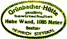 Grünbacher Hütte - Hohe Wand