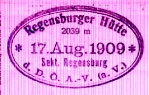 Regensburger Hütte, Hüttenstempel
