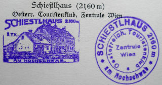 Schiestlhaus, Hüttenstempel